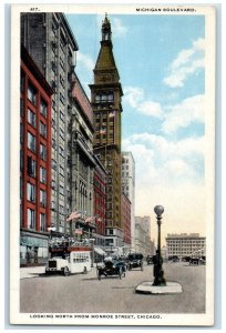 1920 Michigan Boulevard Looking North Monroe Street Chicago Illinois IL Postcard