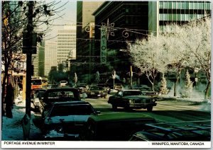 Portage Avenue In Winter Winnipeg Manitoba Canada Street View Hotels Postcard