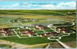 Aerial View US Narcotic Hospital Fort Worth Texas Linen Postcard