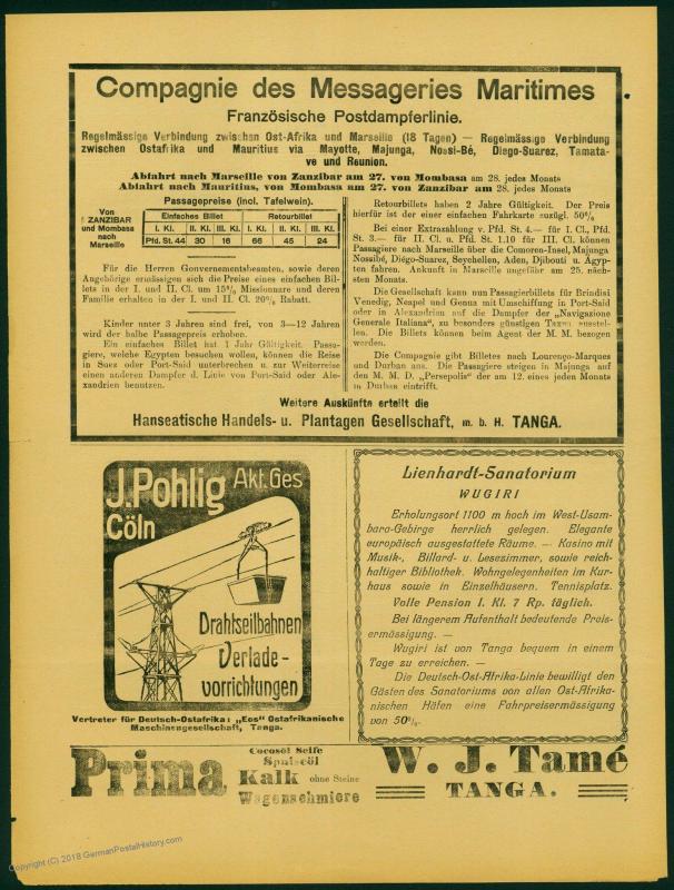 Germany 1910 E Africa Deutsche Ost-Afrika Usambara Post Complete Newspaper 73337