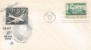 New york NY  C35  1947 U.S. Airmail Postage 15¢ Airmail Mail Rate, FDC