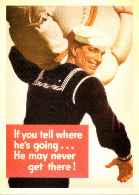 Military World War II Poster Don't Tell Where He Is Going Sailor
