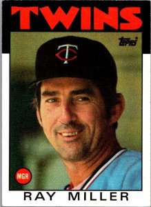 1986 Topps Baseball Card Ray Miller Manager Minnesota Twins sk2612