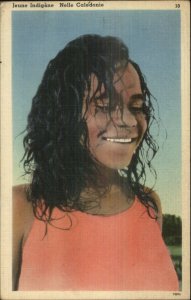 New Caledonia Nelle Caledonie Native Girl NICE LINEN Postcard