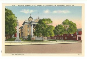 VA - Salem. Roanoke County Courthouse & Confederate Monument