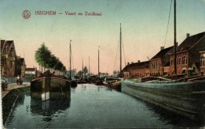 belgium, IZEGEM ISEGHEM, Vaart en Zuidkaai, Quay (1910s) Postcard