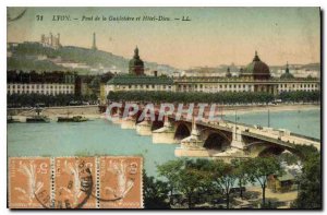 Postcard Old Lyon Guillotiere Bridge and Hotel Dieu