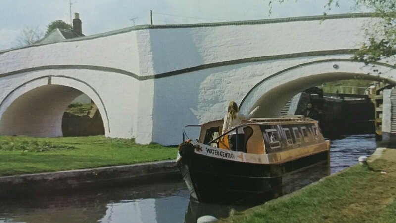 Vintage Postcard Narrowboat Barge Water Gentian Grand Union Canal Stoke Bruerne