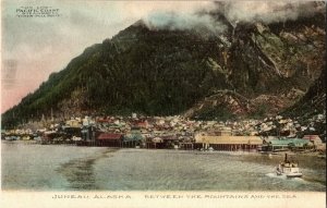 View of Juneau AK Between the Mountains and the Sea Vintage Postcard W34