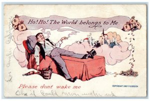 1909 Drunk Man Smoking Cigarette Dreaming Los Angeles California CA Postcard