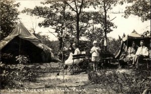 Muskegon MI State Park Family Camping Real Photo Postcard 1931