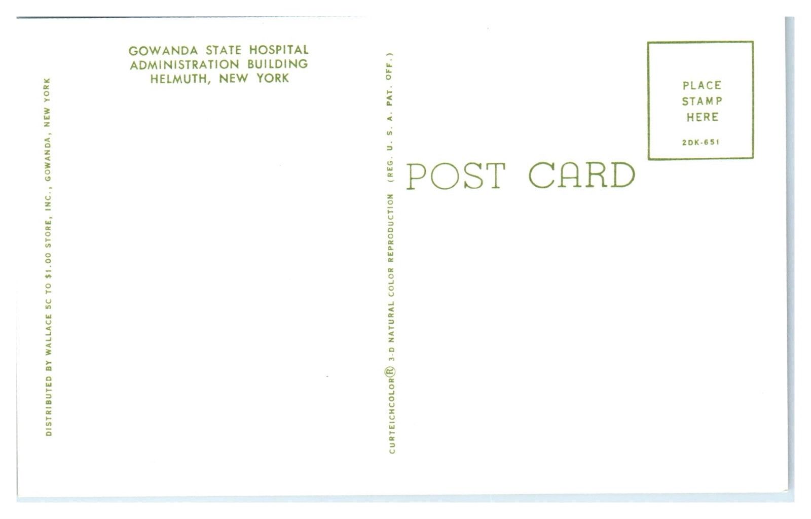 1950s/60s Gowanda State Hospital Insane Asylum, Helmuth, NY Postcard