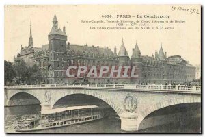 Old Postcard Paris La Conciergerie Sainte Chapelle Towers Clock