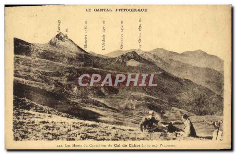 Old Postcard Picturesque Cantal The Cantal Mountains seen from the Panorama C...