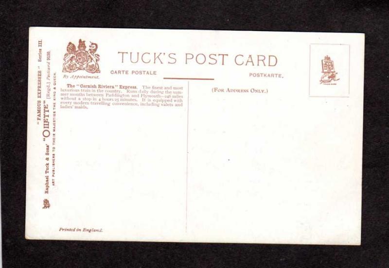 Plymouth Railroad Train Express UK British GWR Postcard Raphael Tuck Oilette