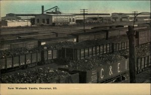 Decatur Illinois IL New Wabash Railroad Train Yards c1910 Vintage Postcard