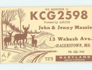 Pre-1980 RADIO CARD - CB HAM OR QSL Hagerstown Maryland MD AH1172