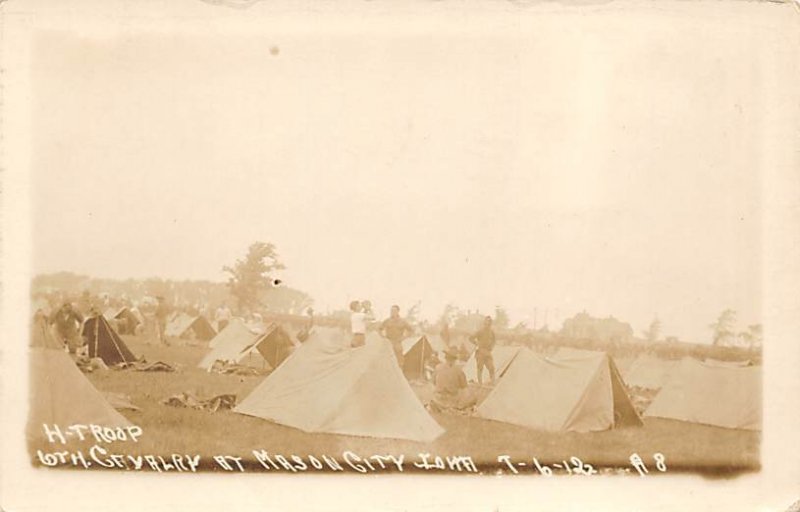 H Troop 10th Cavalry Real Photo Mason City, Iowa  