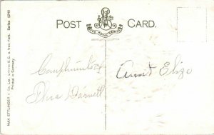 Vintage Happy Birthday Postcard Blimp and Iris