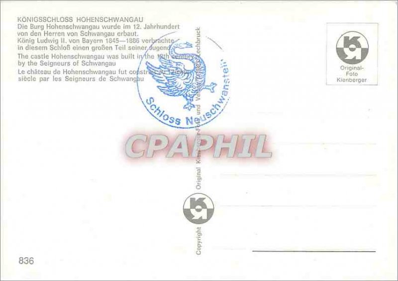 Postcard Modern K�nigsschloss Hohenschwangau The castle Hohenschwangau Was ...