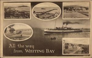 Whiting Bay UK Multi-View & Steamer c1920s Postcard Stamp Cover