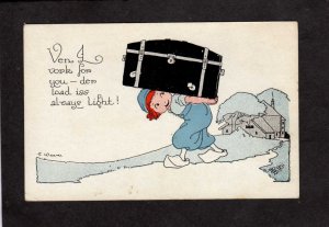 Artist Signed E Weaver Dutch Kids Comics Moving Luggage Box Postcard