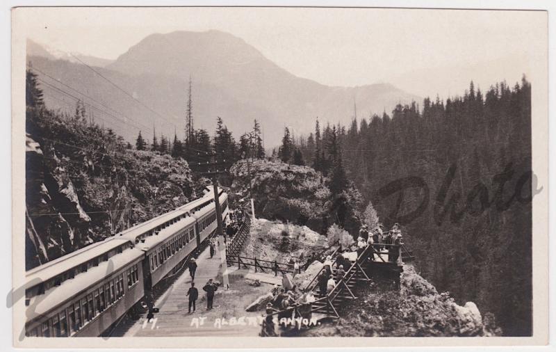 RPPC Albert Canyon Railroad Railway Trains Passenger Cars Vintage Postcard