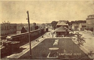 Carthage NY Railroad Station Train Depot Postcard