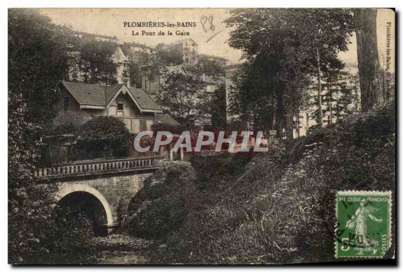 Old Postcard Plombieres Les Bains De La Gare Le Pont