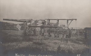 RPPC VAILLY FRANCE GESCHUTZ CANNON GUN WW1 MILITARY REAL PHOTO POSTCARD (c.1917)