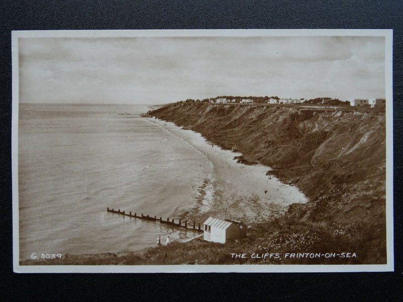 Essex FRINTON ON SEA The Cliffs shows BEACH HUTS c1938 RP Postcard by Valentine