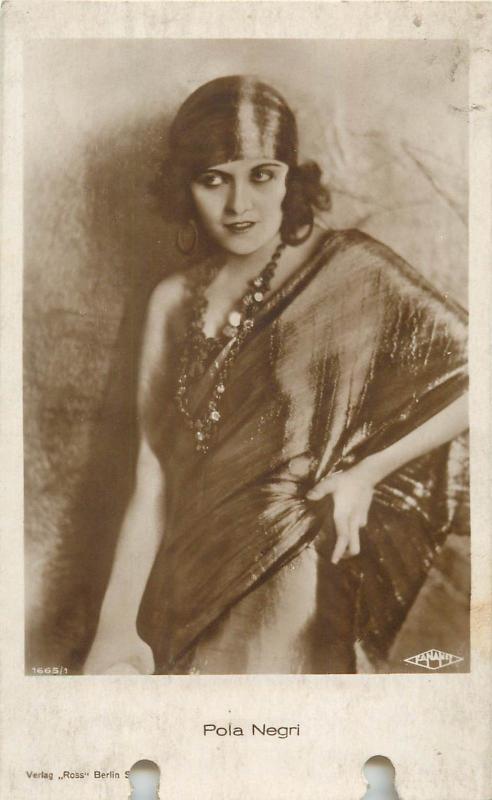 Actress Pola Negri pierced postcard