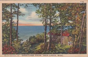 Wisconsin Greetings From Twin Lakes 1942 Curteich