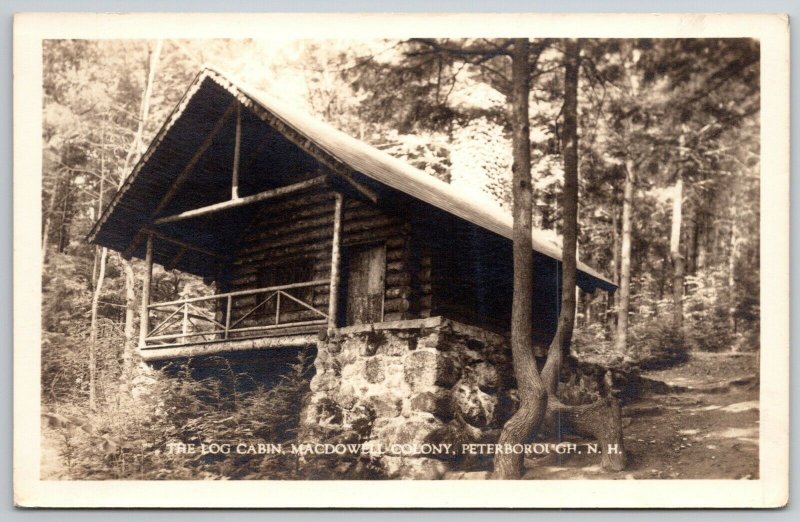 Peterborough New Hampshire11Rustic Log Cabin @ MacDowell Colony RPPC 1940s