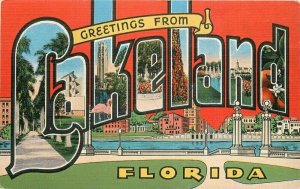 Kropp Large letters multi View Lakeland Florida 1940s Postcard 21-2946