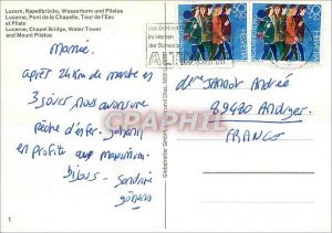 Postcard Modern Lucerne Chapel Bridge Tower of water and Pilate