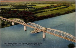 Vintage Postcard George Rogers Clark Bridge at Riverview, near Paducah KY JR9