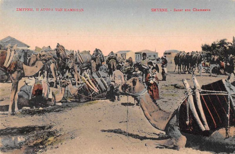 Smyrne Turkey Camels at Bazaar Vintage Postcard JE359034 