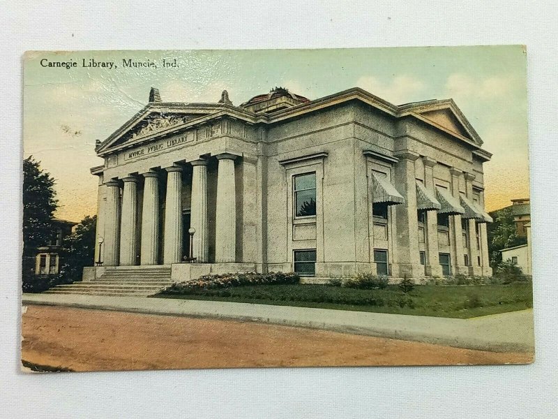 Vintage Postcard 1910 Carnegie Library Muncie Indiana