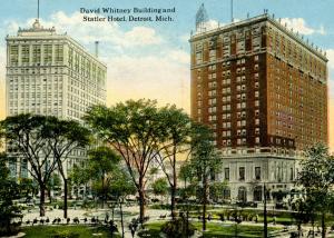 DETROIT MI, Whitney Bldg, Statler Hotel, 1920 Vintage Postcard Z2270