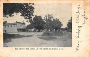 Burlington Connecticut Center Green And Store Antique Postcard KK1795