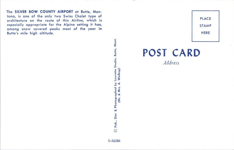Butte Montana MT  Silver Bow County Airport Tower Steps c1980s Postcard JK1