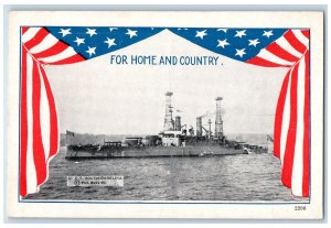 View Of U.S Warship Cruiser For Home And Country South Carolina Antique Postcard