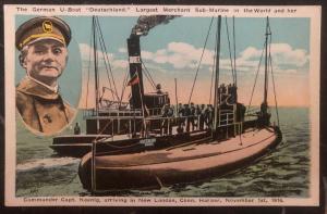 Mint PPc Postcard German U Boat deutschland  Arriving In London Ct usa submarine