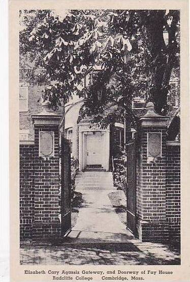 Massachuestts Elizabeth Cary Agassiz Gateway And DoorWay Of Fay House Radclif...