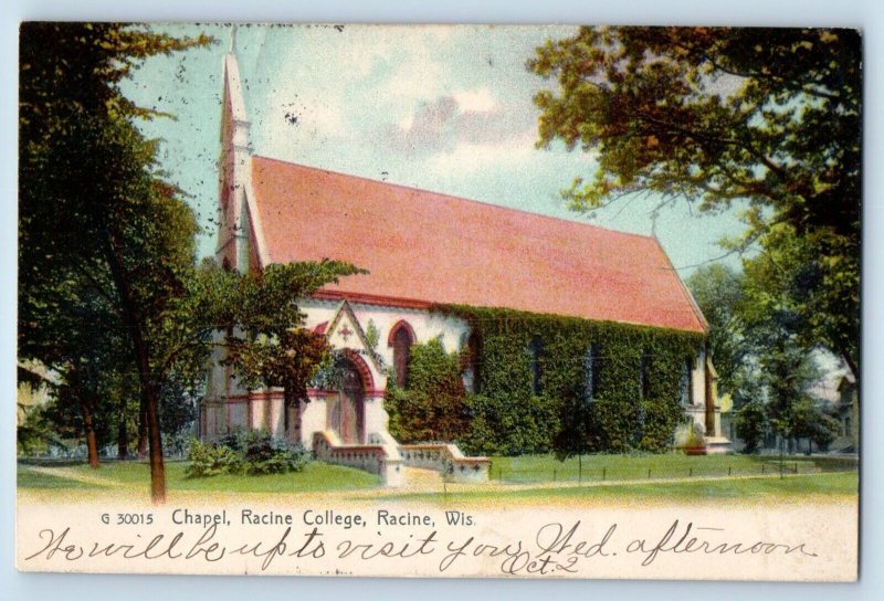 Racine Wisconsin Postcard Chapel College Exterior Building c1917 Vintage Antique