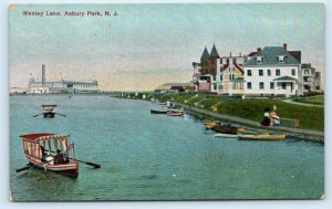 ASBURY PARK, NJ New Jersey ~ BOATS on WESLEY LAKE  c1900s  Postcard