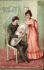 Baby Couple Welcome New Child Embossed c1900s-10s Postcard