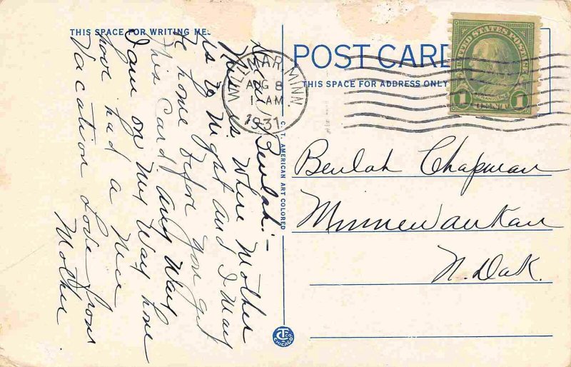 Hotel Lakeland Willmar Minnesota 1931 postcard