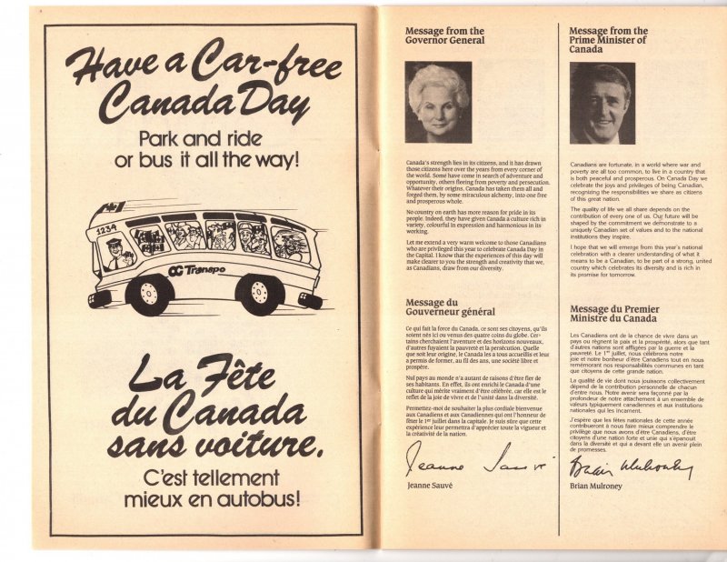 Canada Day 1986 Ottawa Program, Pepsi, Molson, Brick, Petro Canada Ads, Map